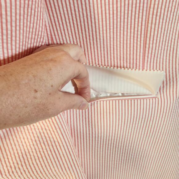 CHAPS Men's Pink and White Seersucker Suit Jacket, Size 48L - Picture 6 of 8